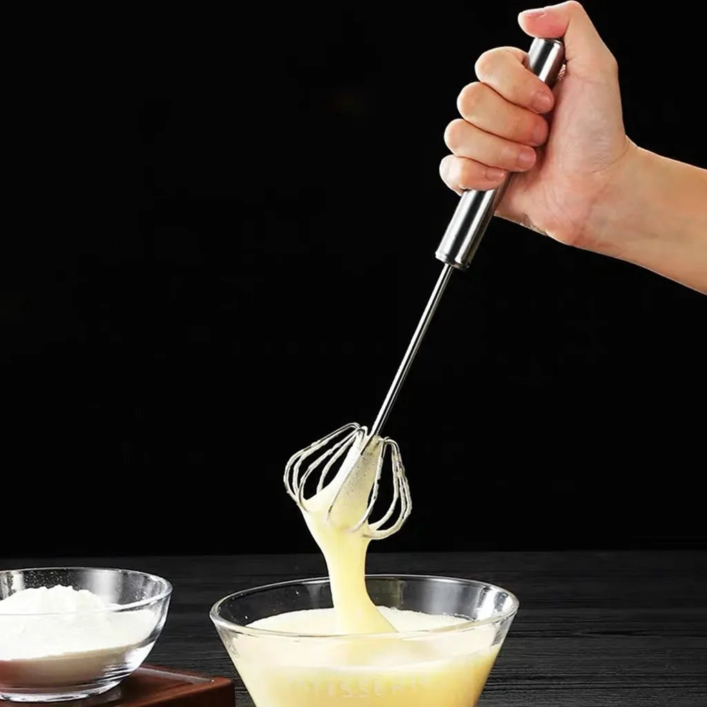 Automatic Egg Beater 304 Stainless Steel Egg Whisk Manual Hand Mixer Self Turning Egg Stirrer Kitchen Accessories Egg Tools