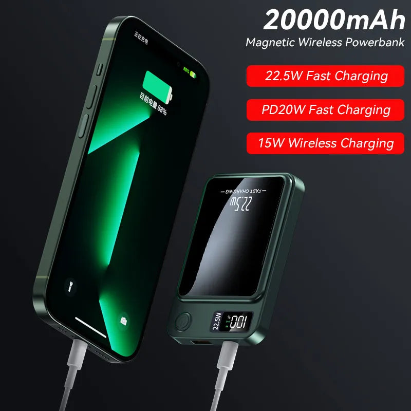 30000mAh Magnetic Power Bank 22.5W Wireless Super Fast Charging Powerbank