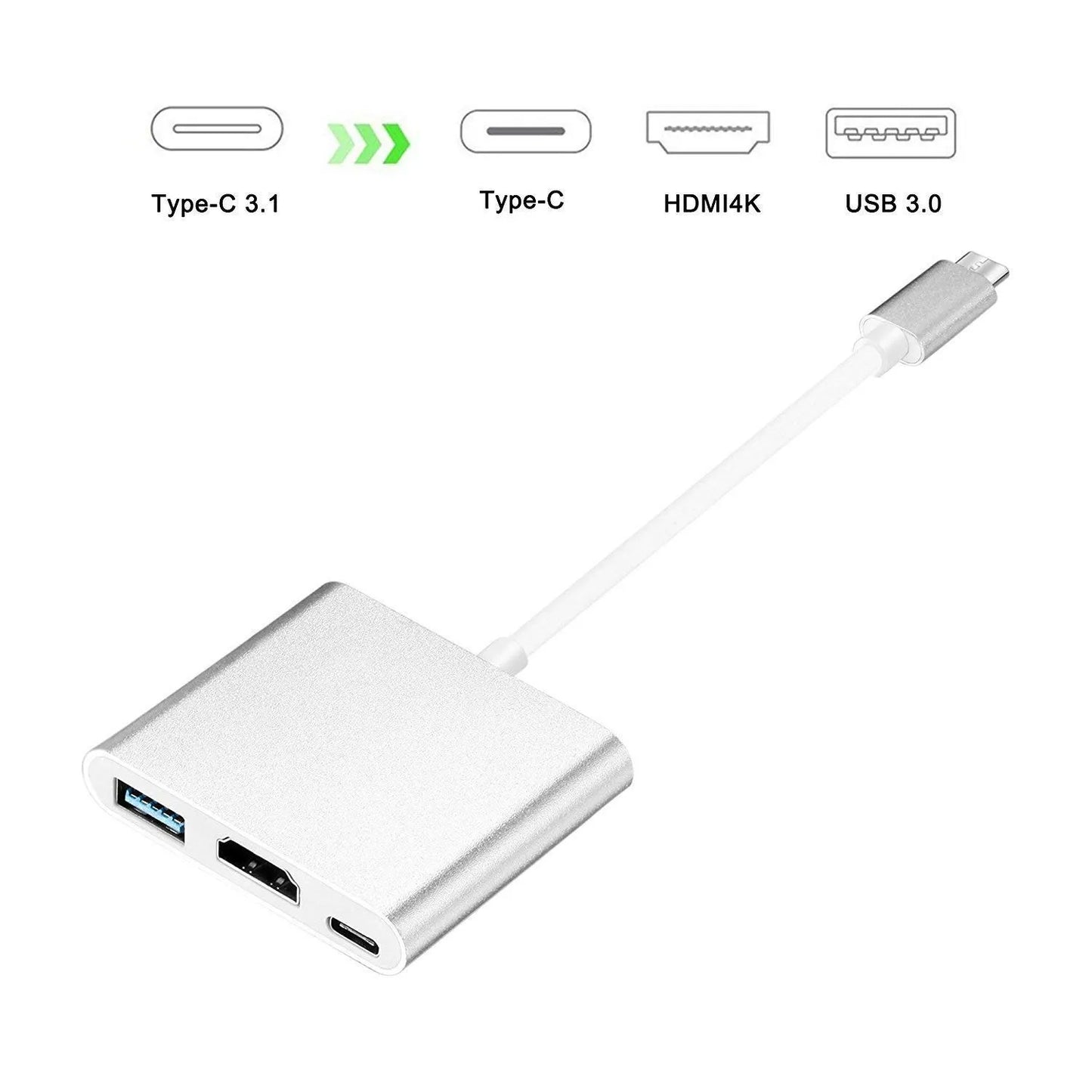 3 in 1 Type C To HDMI-compatible USB 3.0 Charging Adapter