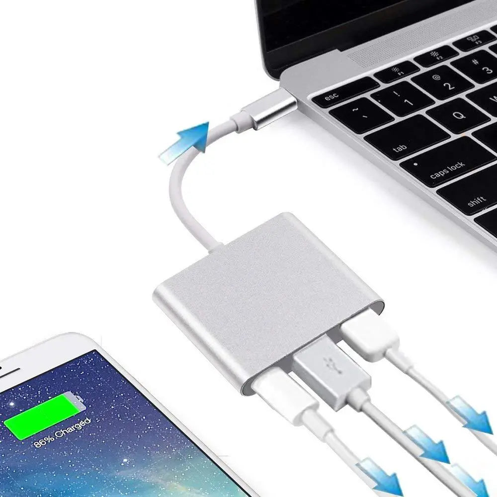 3 in 1 Type C To HDMI-compatible USB 3.0 Charging Adapter