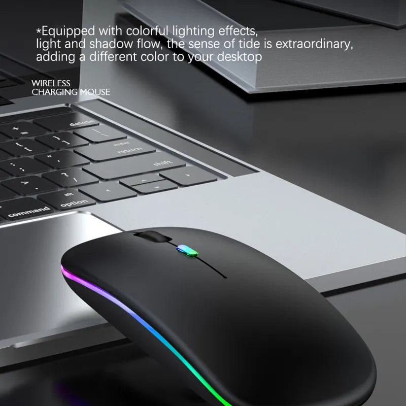 Rechargeable Bluetooth Wireless Mouse with 2.4GHz USB RGB 1600DPI