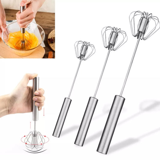 Automatic Egg Beater 304 Stainless Steel Egg Whisk Manual Hand Mixer Self Turning Egg Stirrer Kitchen Accessories Egg Tools