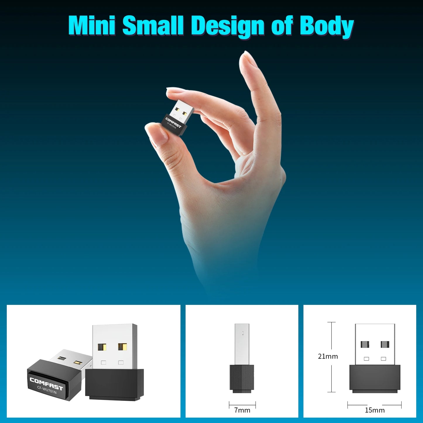 Comfast Adaptador Mini USB Wifi Adapter